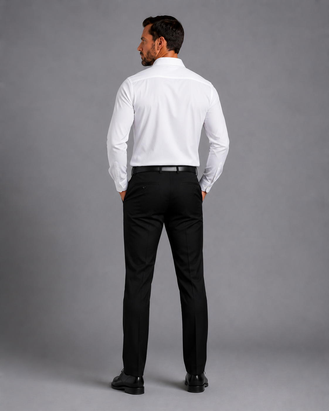 Calça social corpo inteiro costas