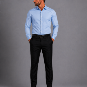 Camisa social azul claro corpo inteiro frente